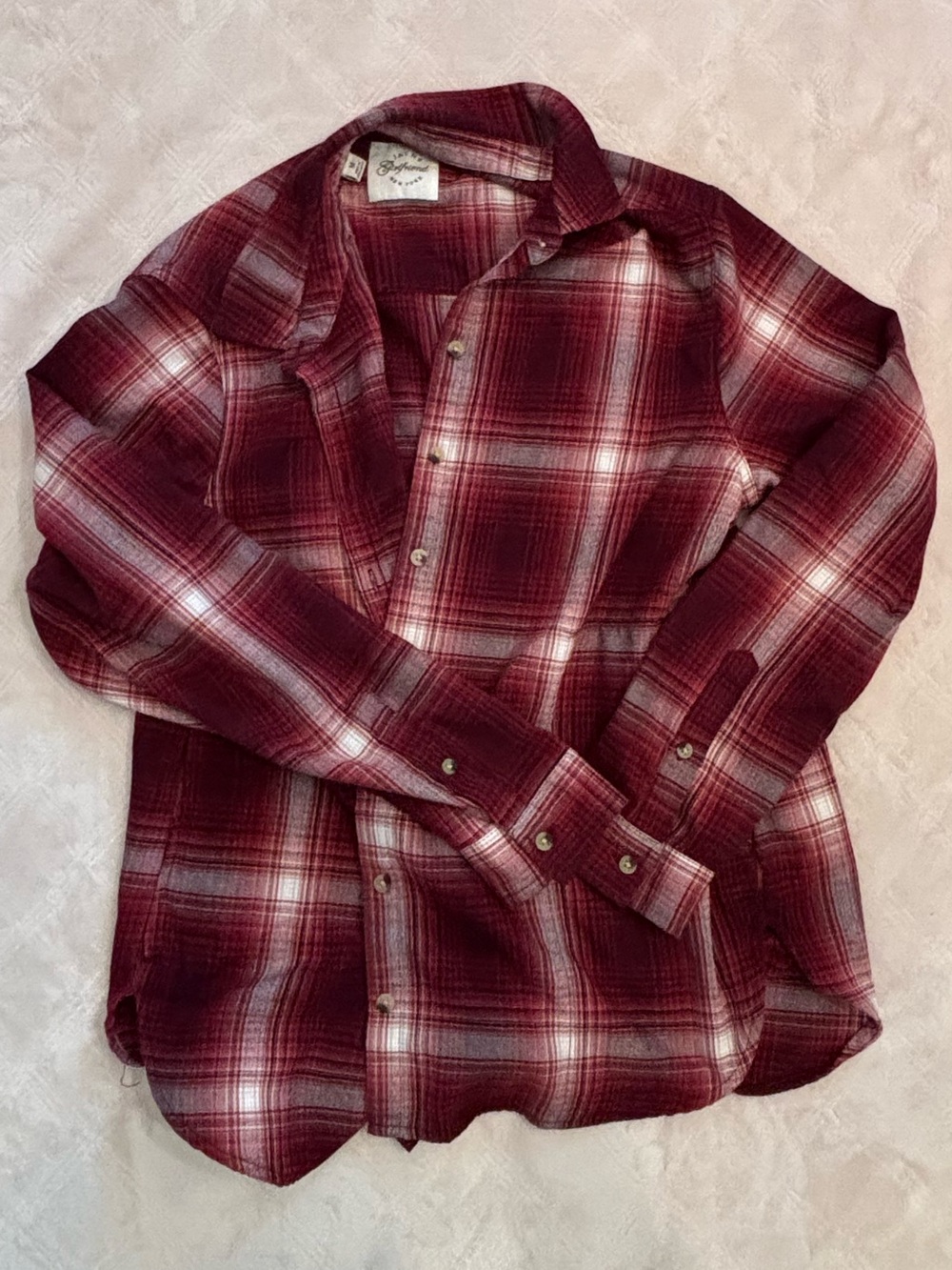 Burgundy Plaid Flannel Shirt